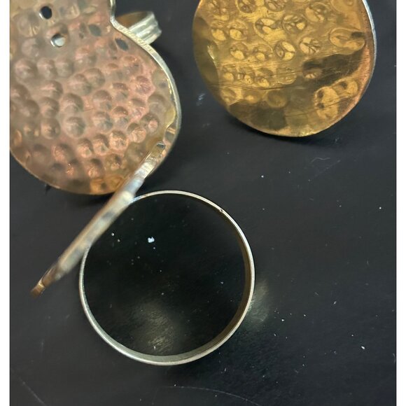 Hammered Brass Snowman Napkin Rings Set Of 6 Christmas Kitchen Decor - Picture 5 of 6